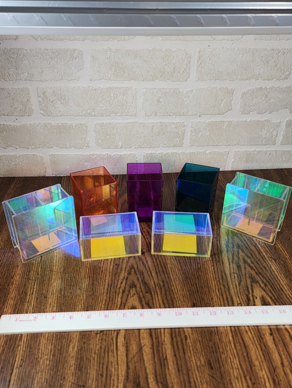 7 Iridescent Acrylic Multi-Color Decorative Organizers Home Accent Preowned
